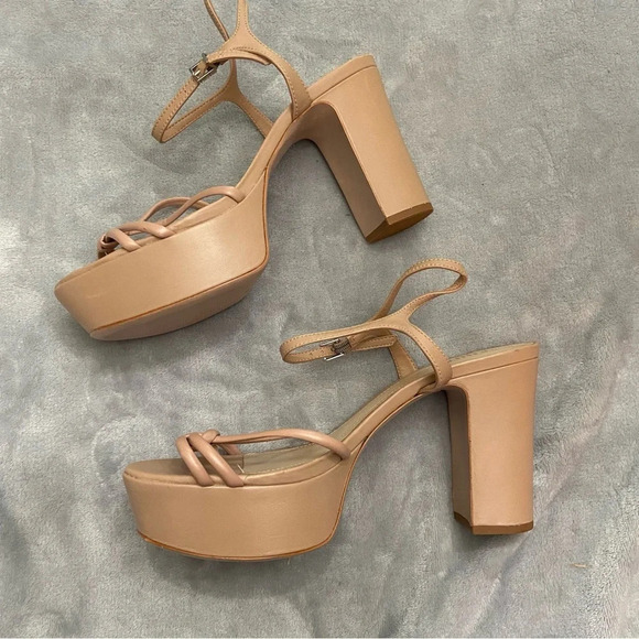 New! Schutz Kelsie Platform Leather Strappy Heeled Sandal Size 9.5 - Picture 3 of 7